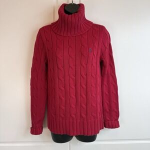 Vintage Polo Ralph Lauren Cable Knit Turtleneck Sweater Women's Medium Red